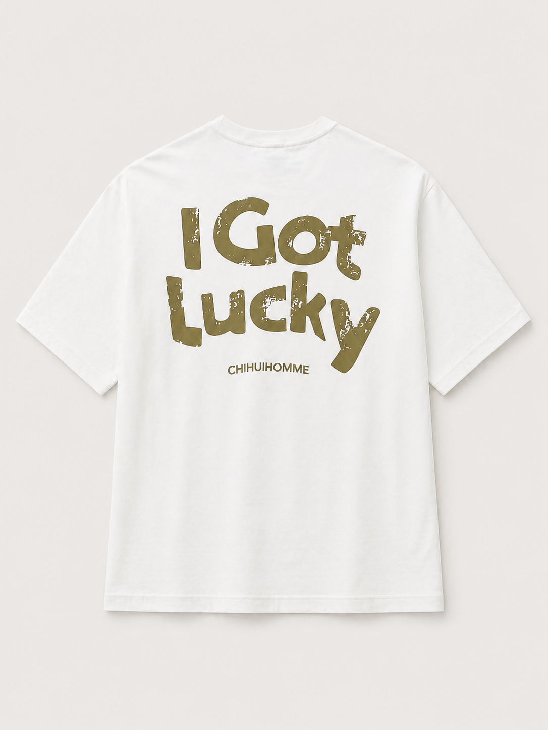 I GOT LUCKY OVERSIZED WHITE T-SHIRT 1401