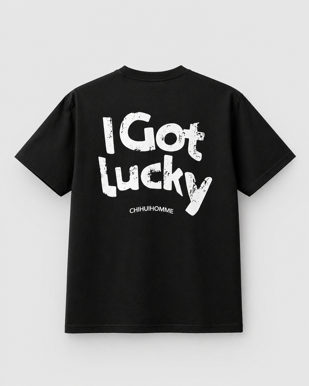 I GOT LUCKY OVERSIZED BLACK T-SHIRT 1401