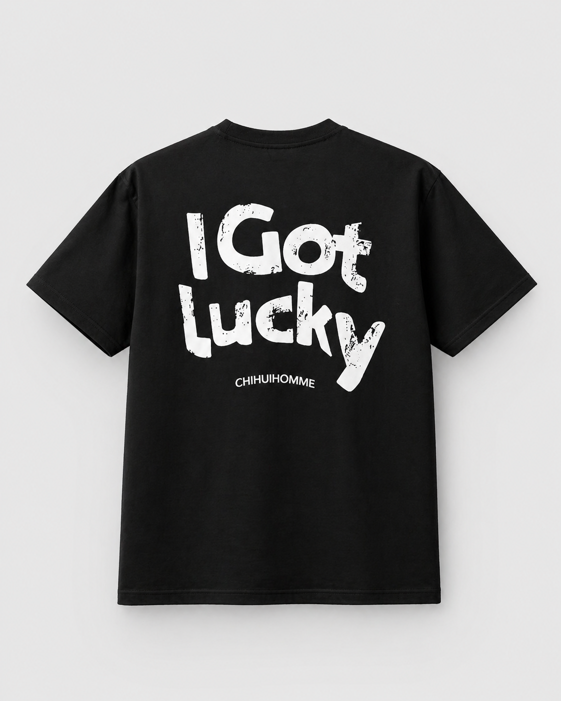 I GOT LUCKY OVERSIZED BLACK T-SHIRT 1401