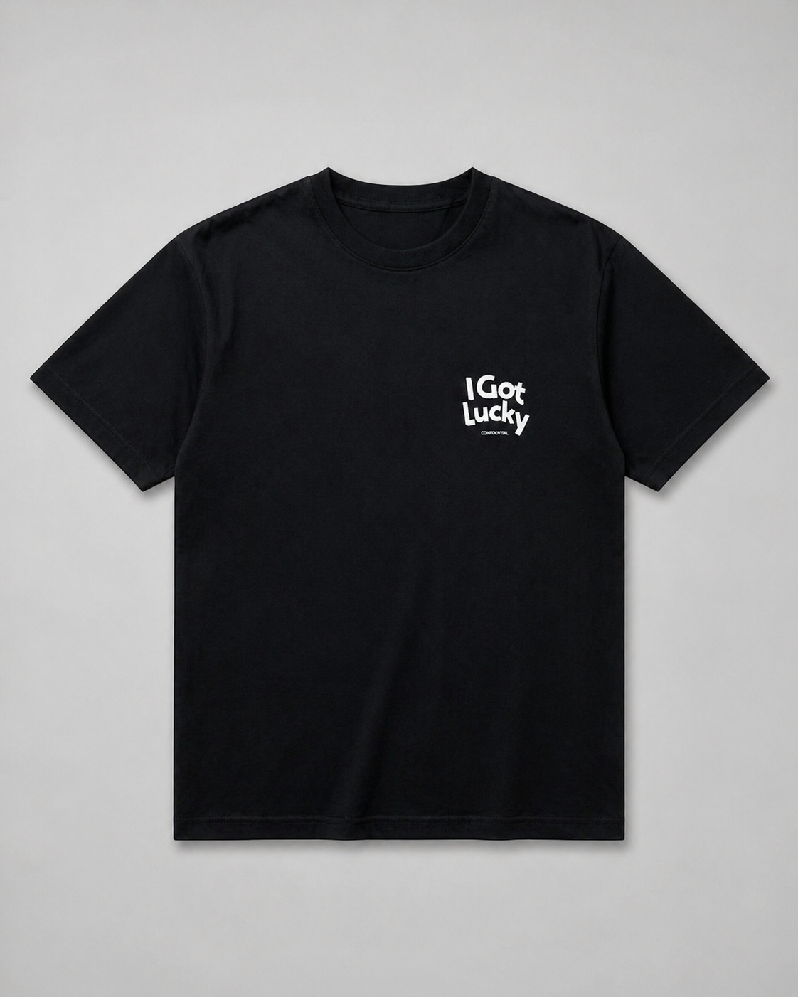 I GOT LUCKY OVERSIZED BLACK T-SHIRT 1401