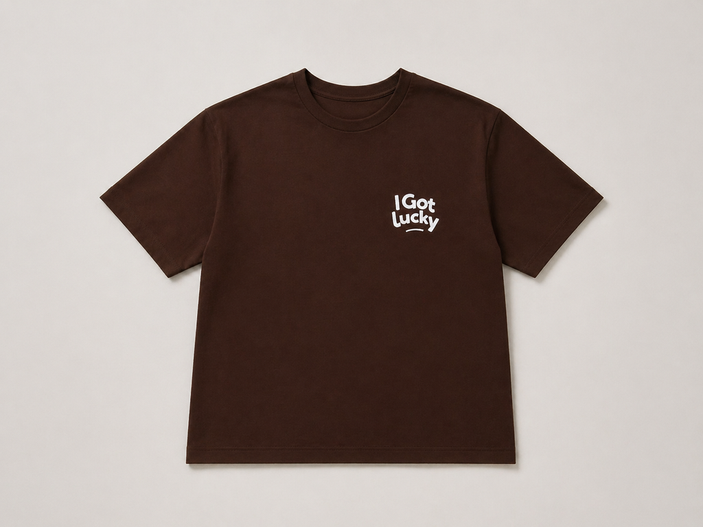 I GOT LUCKY OVERSIZED COFFEE  T-SHIRT 1401