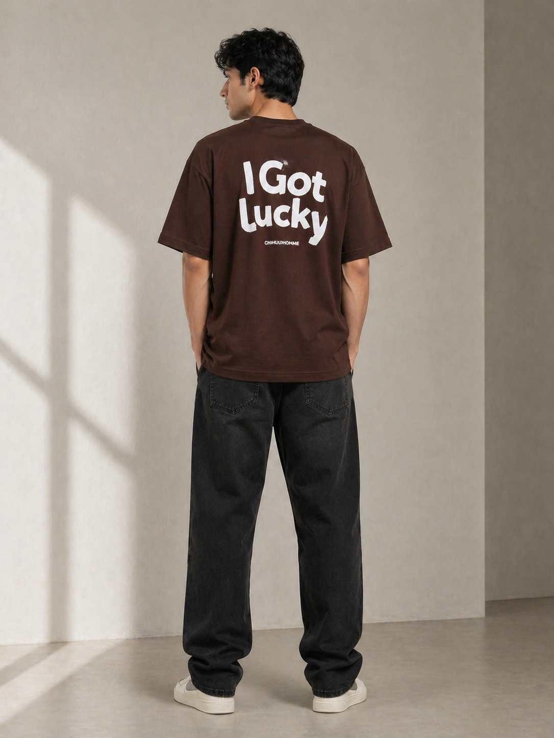I GOT LUCKY OVERSIZED COFFEE  T-SHIRT 1401