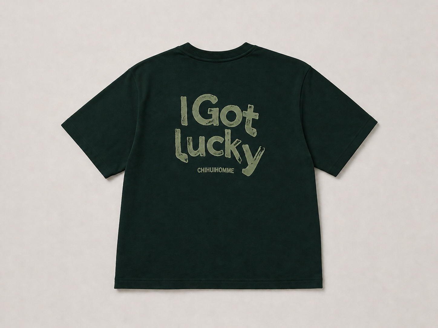I GOT LUCKY OVERSIZED GREEN  T-SHIRT 1401