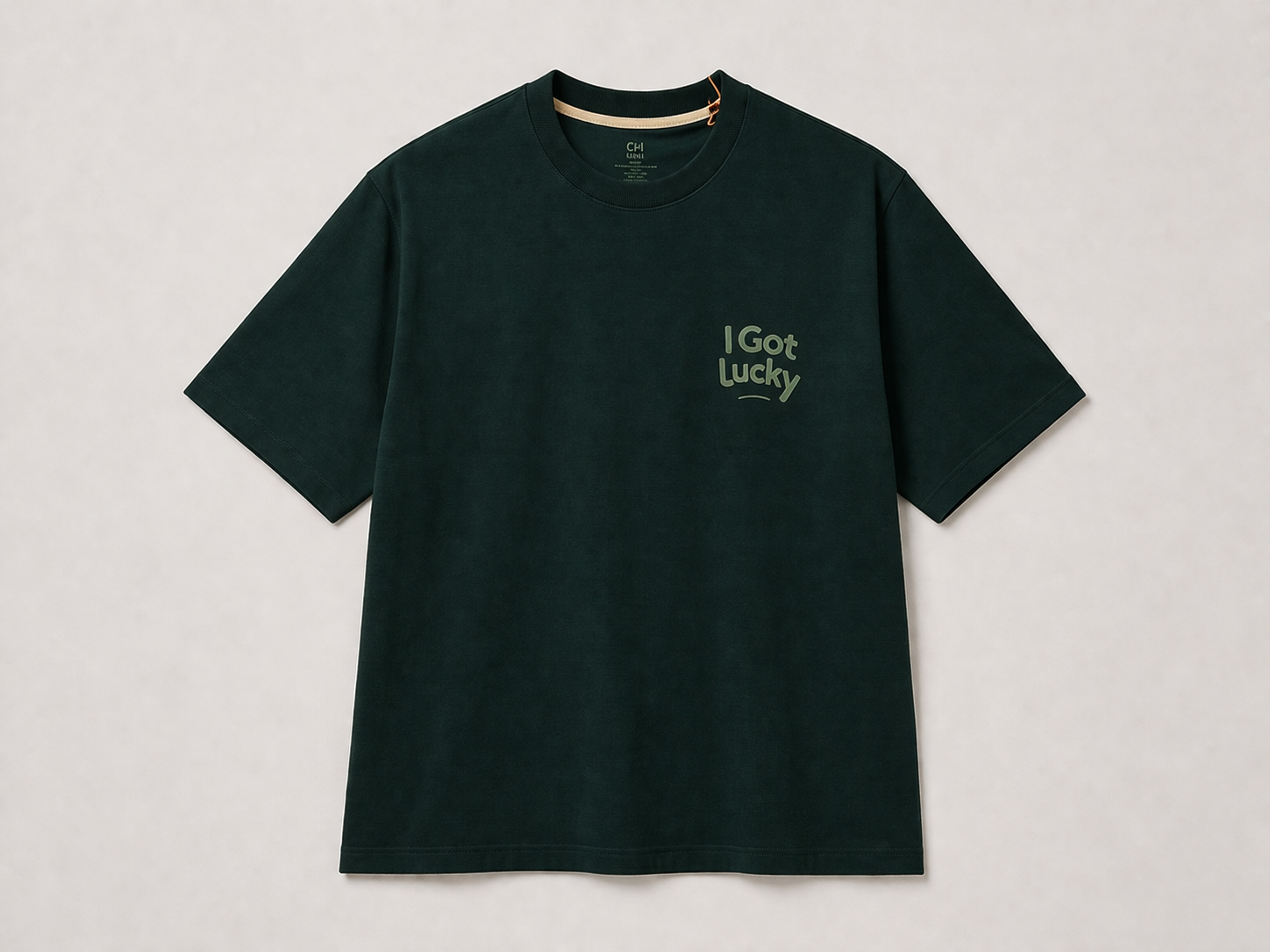 I GOT LUCKY OVERSIZED GREEN  T-SHIRT 1401