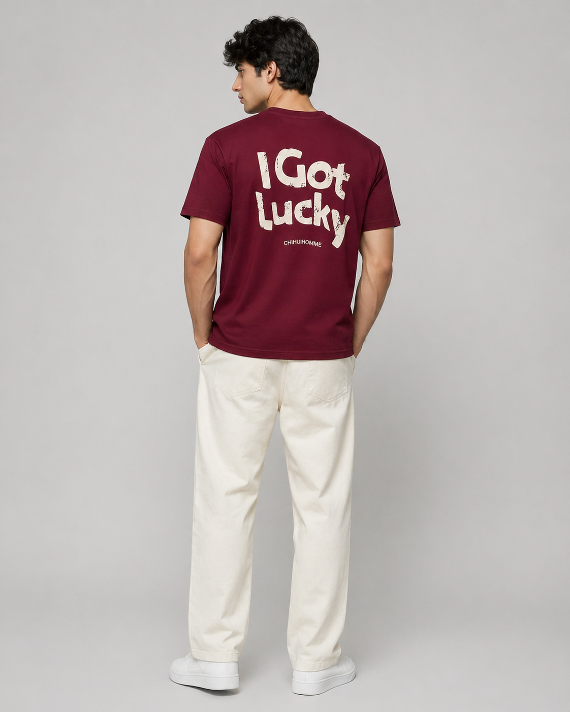 I GOT LUCKY OVERSIZED RED T-SHIRT 1401