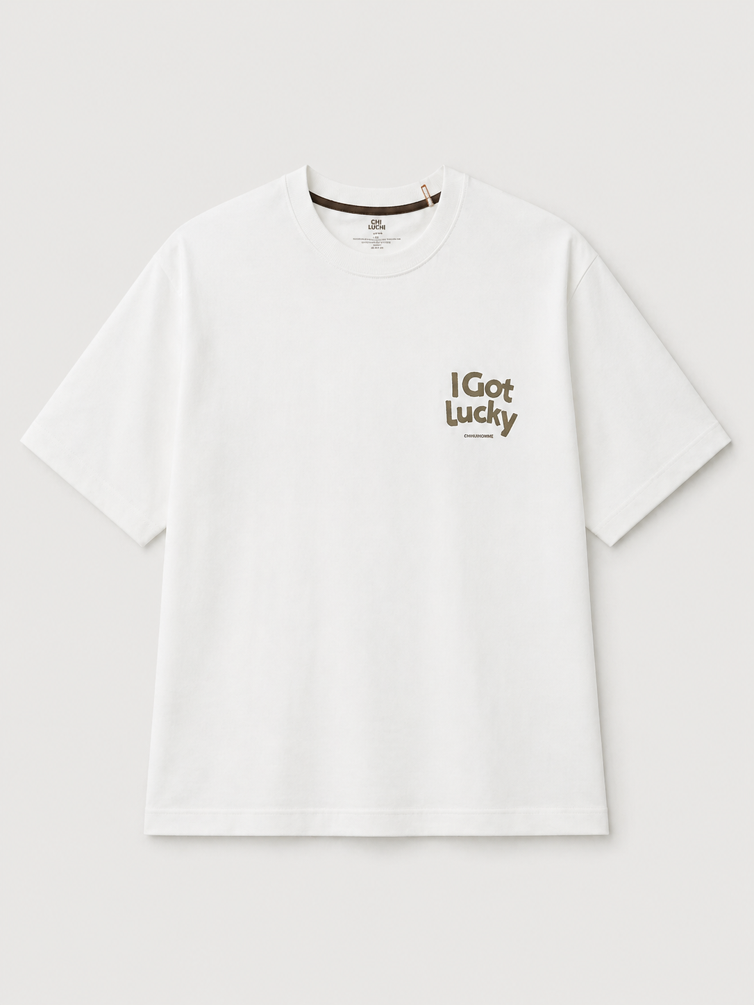 I GOT LUCKY OVERSIZED WHITE T-SHIRT 1401