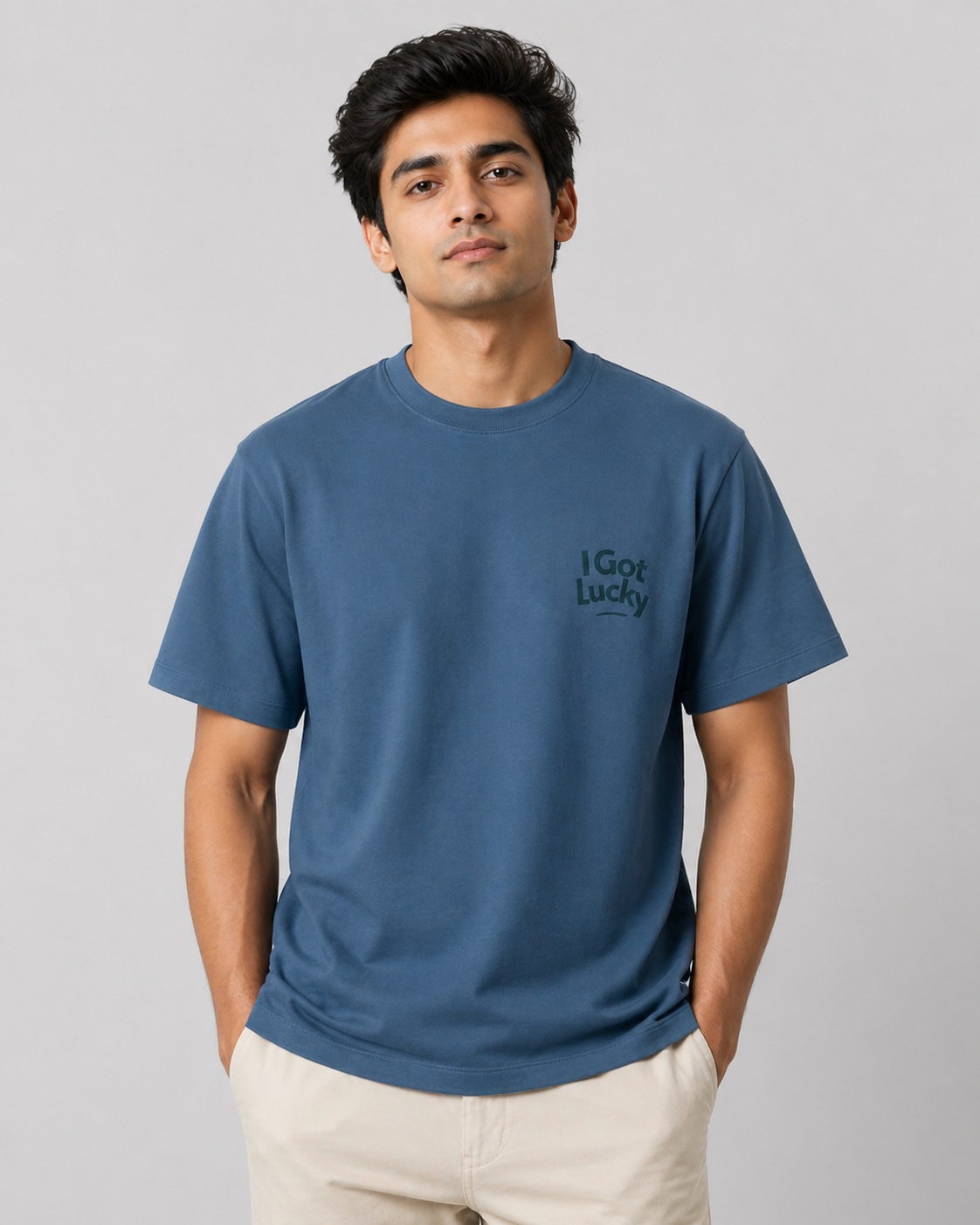 I GOT LUCKY OVERSIZED BABY BLUE T-SHIRT 1401