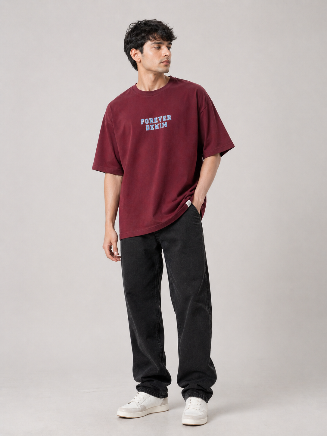 FOREVER DENIM OVERSIZED MAROON T-SHIRT 1404