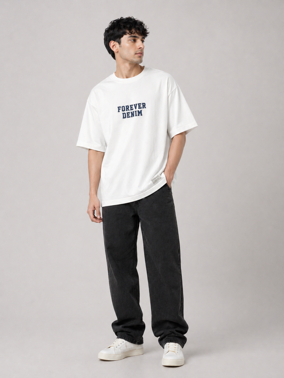 FOREVER DENIM OVERSIZED WHITE T-SHIRT 1404