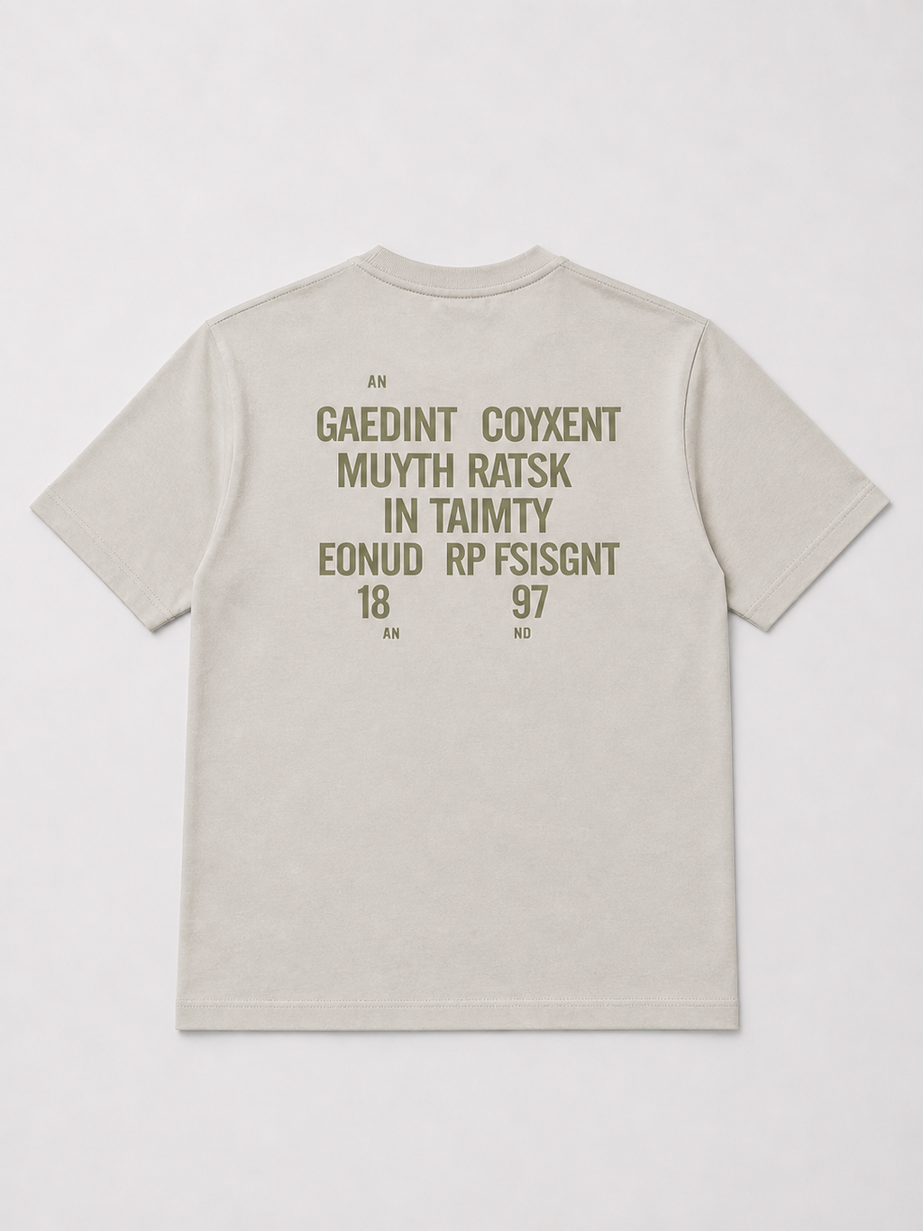 CATFHENP NORMAL FIT BEIGE GREEN T-SHIRT 1407