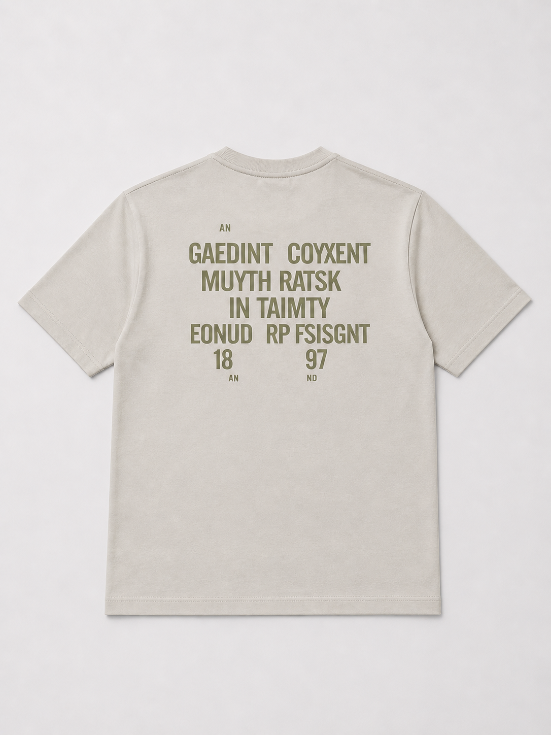 CATFHENP NORMAL FIT BEIGE GREEN T-SHIRT 1407