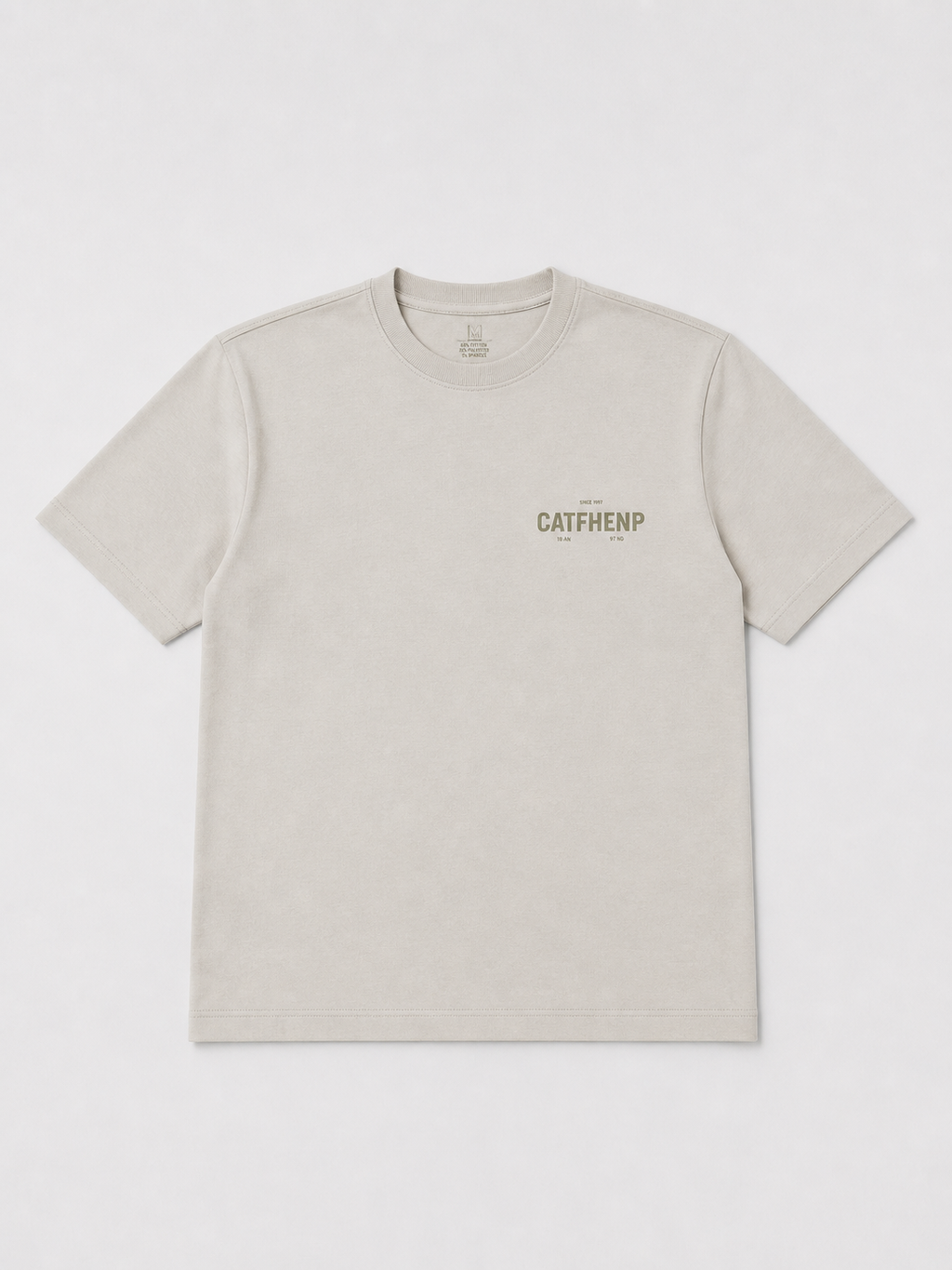 CATFHENP NORMAL FIT BEIGE GREEN T-SHIRT 1407