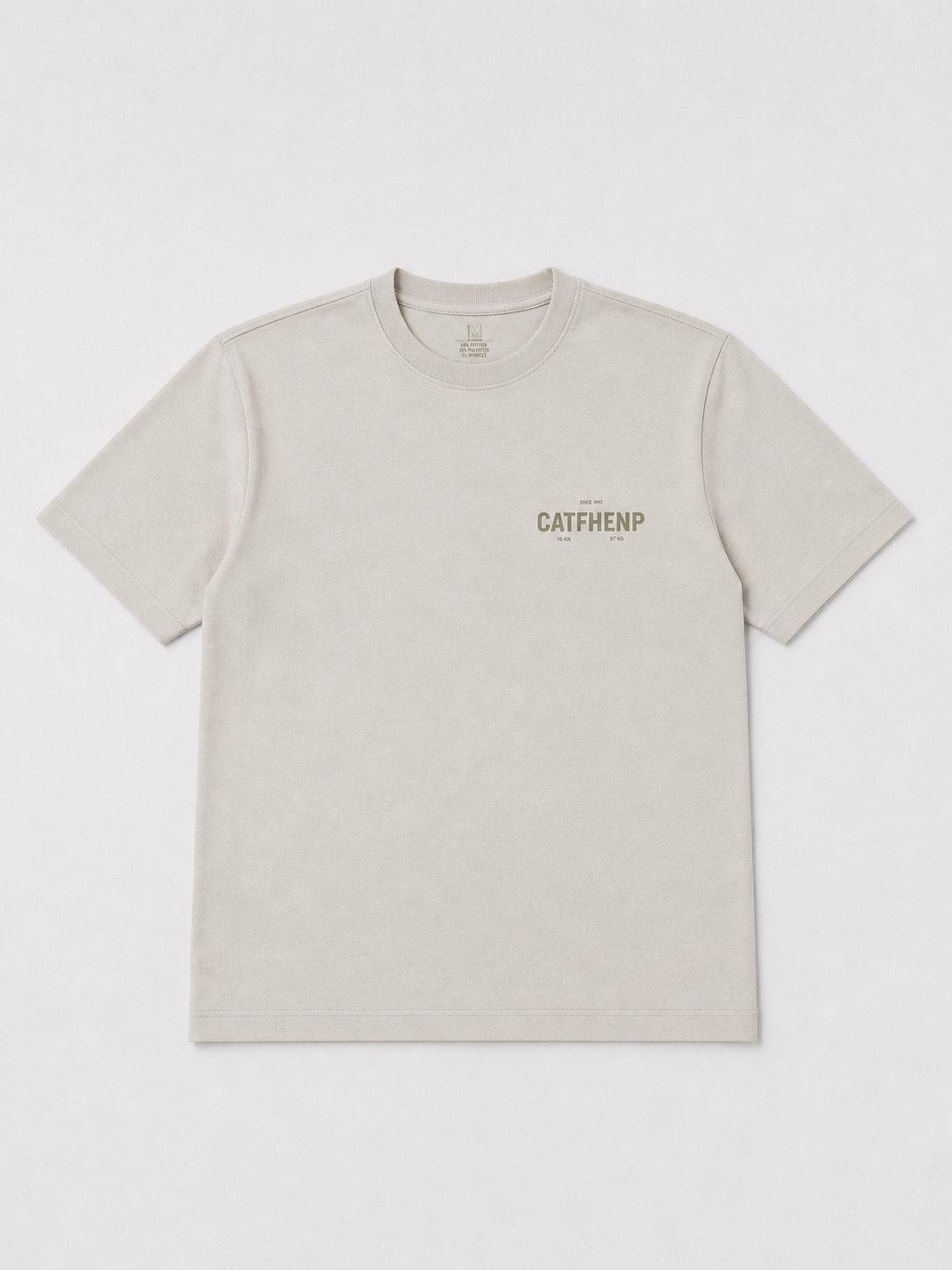CATFHENP NORMAL FIT BEIGE GREEN T-SHIRT 1407