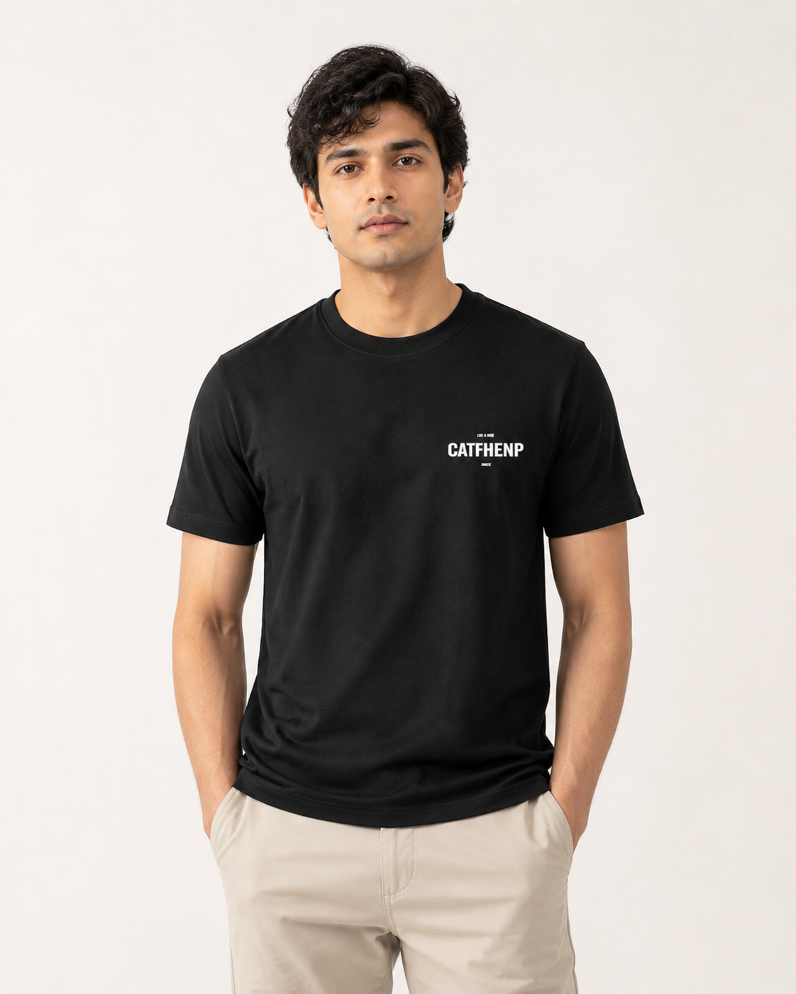 CATFHENP NORMAL FIT BLACK T-SHIRT 1407