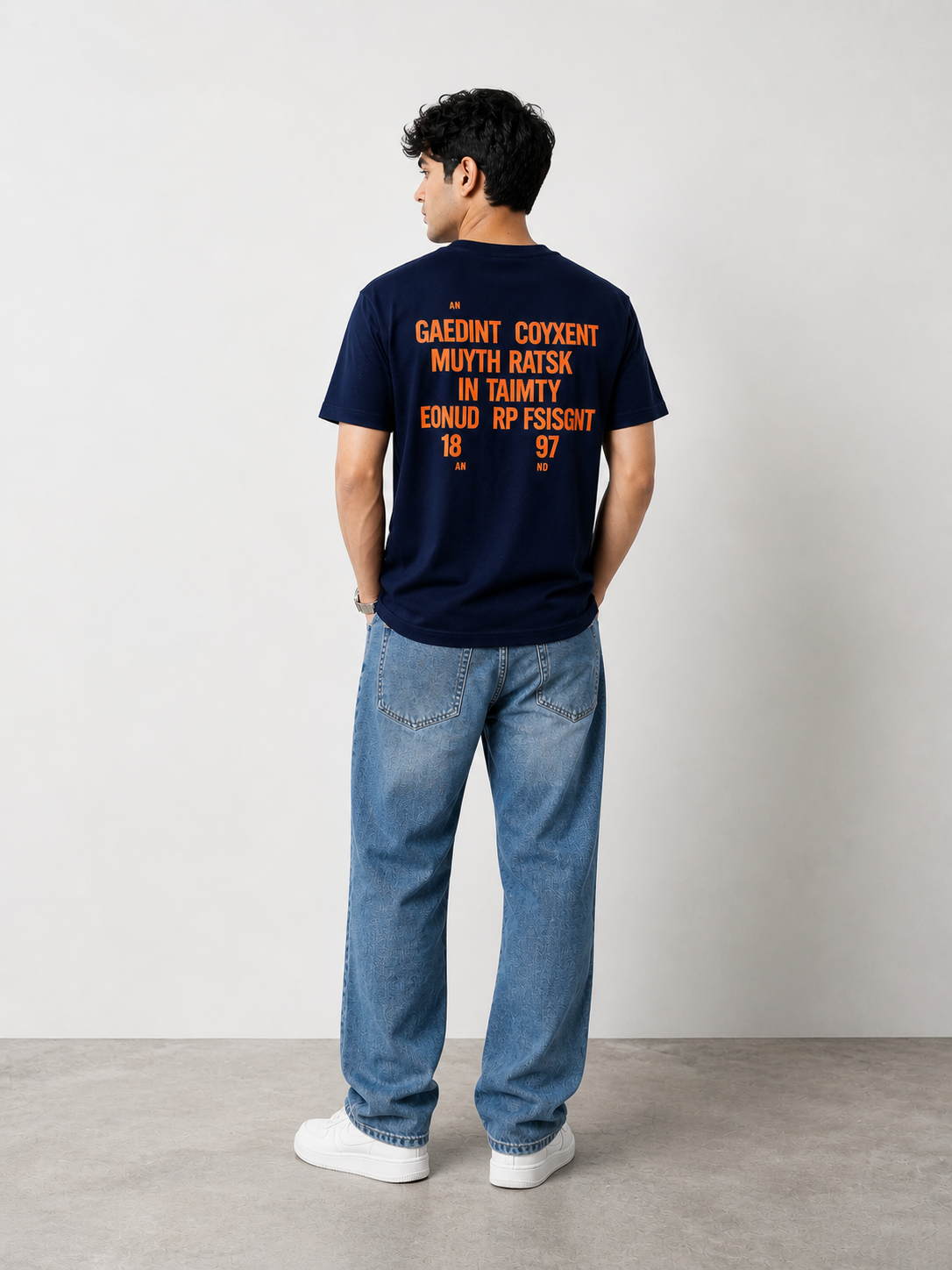 CATFHENP NORMAL FIT NAVY T-SHIRT 1407