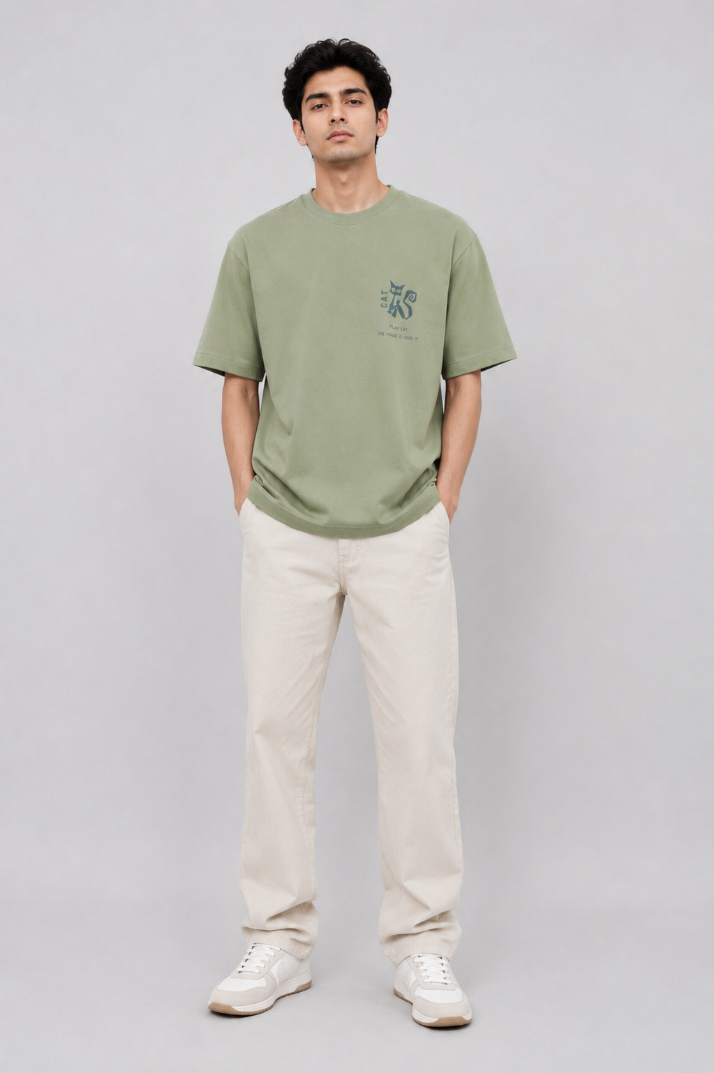CAT OVERSIZED PISTACIO T-SHIRT 1408