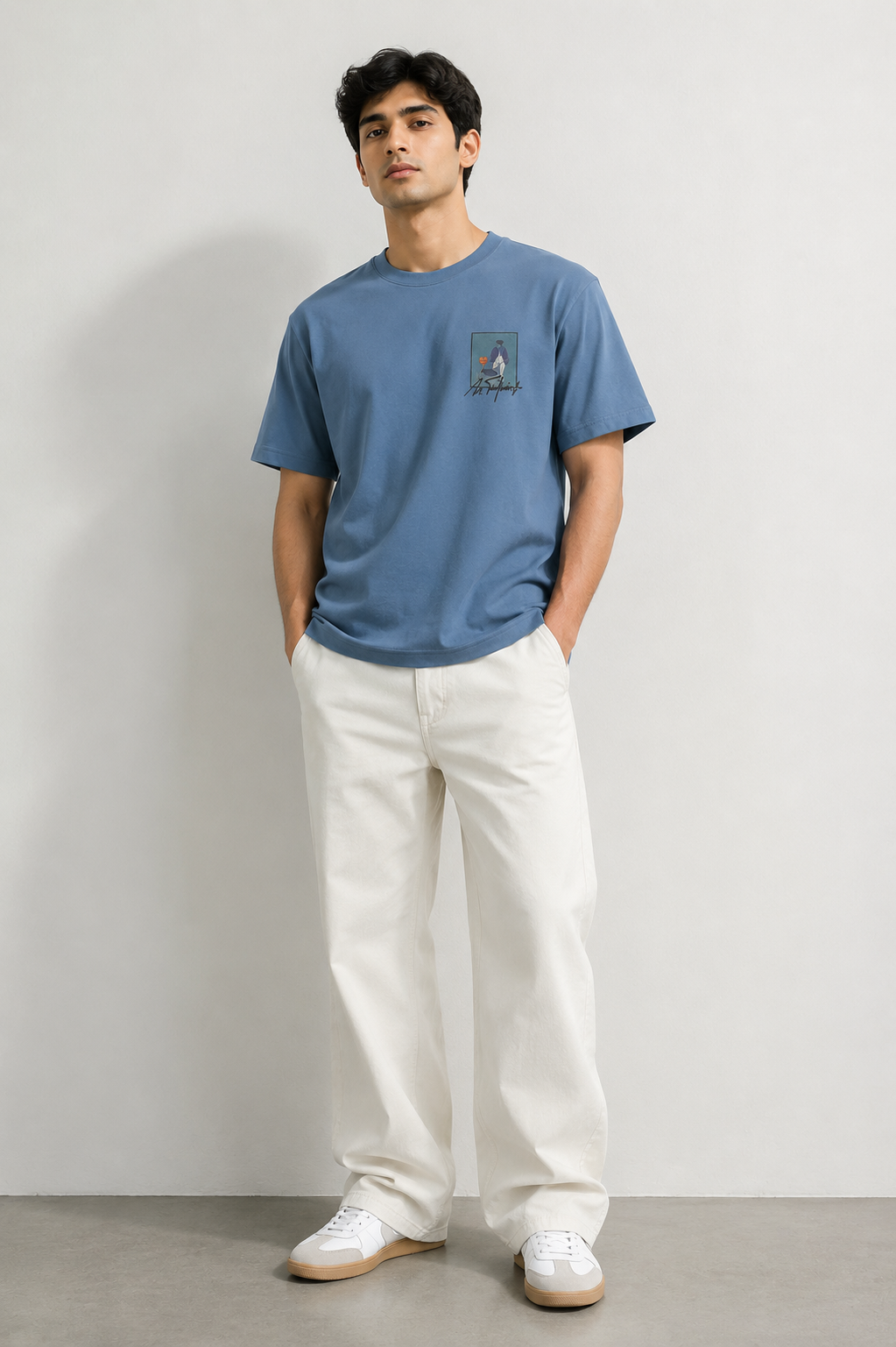 ANSALPIC NORMAL FIT BABY BLUE T-SHIRT 1409