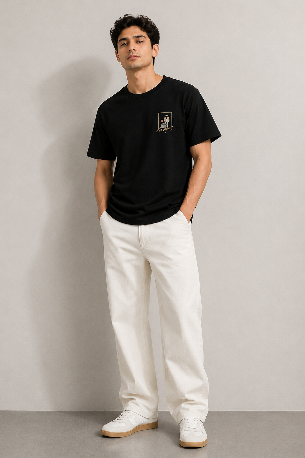 ANSALPIC NORMAL FIT BLACK T-SHIRT 1409