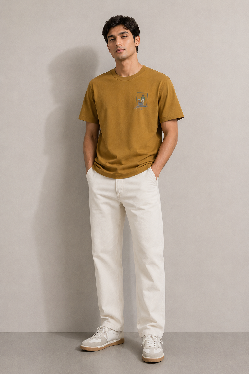 ANSALPIC NORMAL FIT MUSTARD T-SHIRT 1409