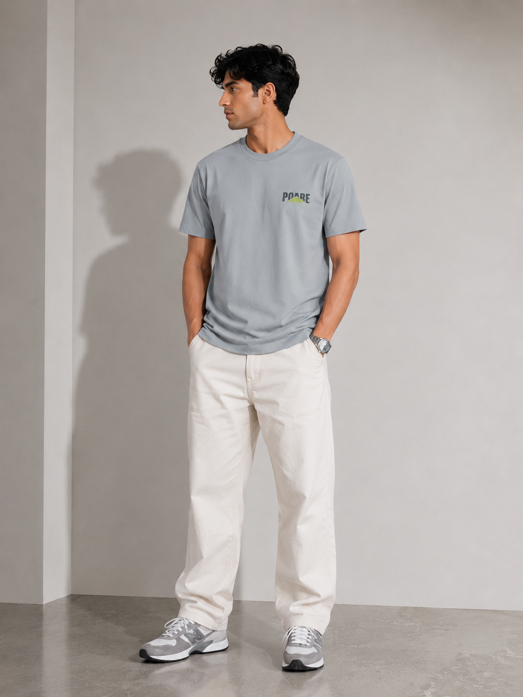 POARE NORMAL FIT GREY T-SHIRT 1417