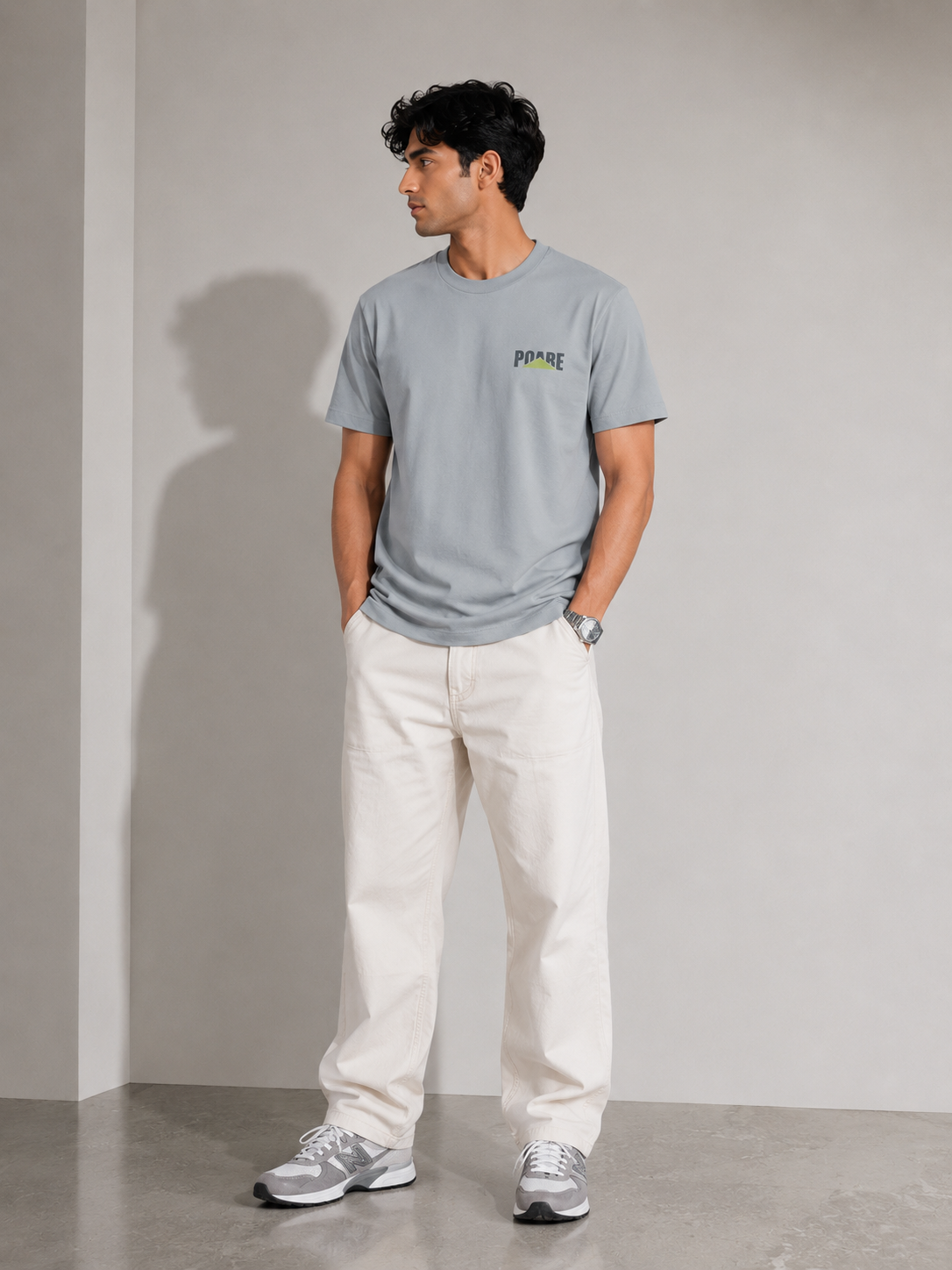 POARE NORMAL FIT GREY T-SHIRT 1417