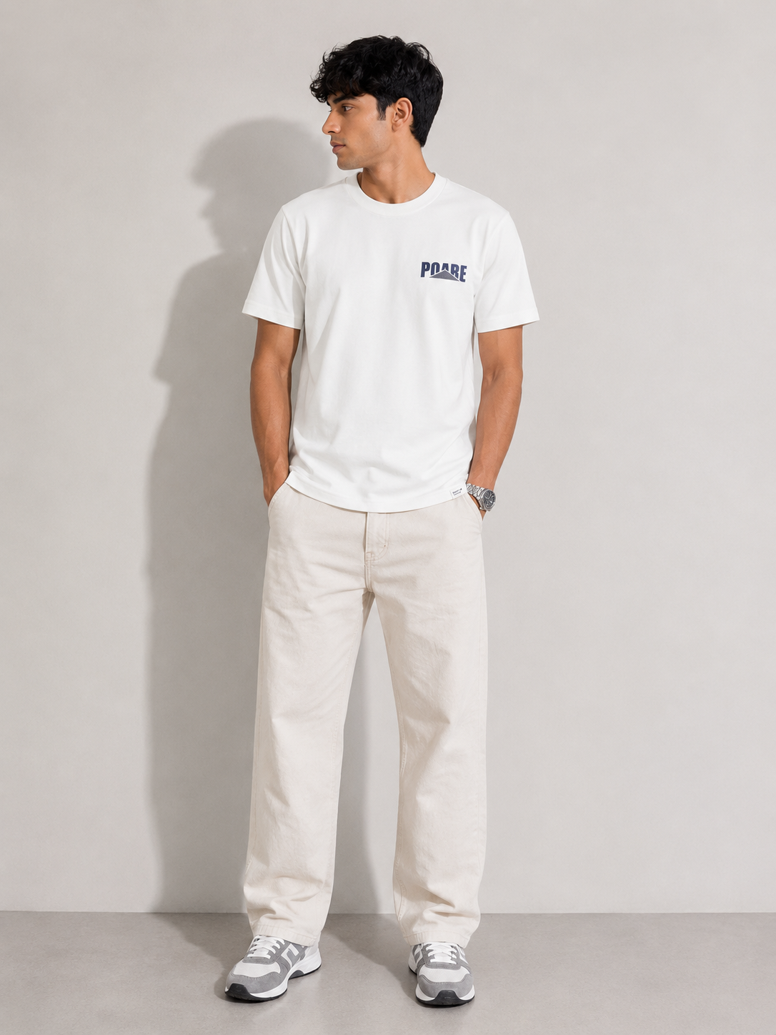 POARE NORMAL FIT WHITE T-SHIRT 1417