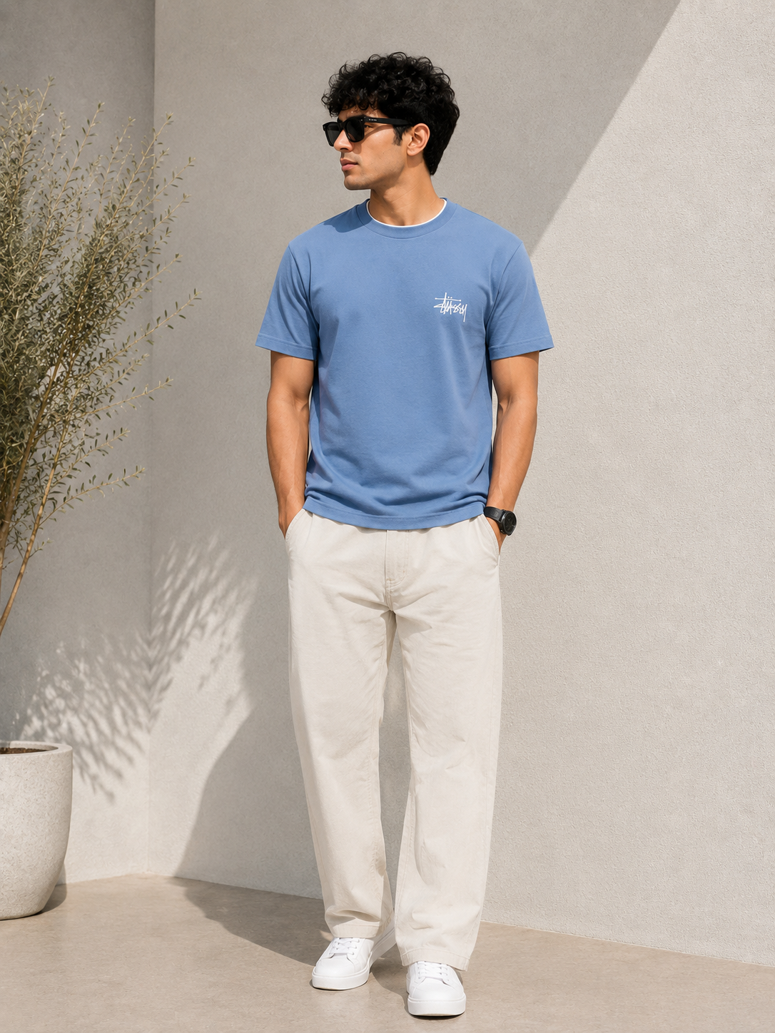 AMSOL OVERSIZE FIT BABY BLUE T-SHIRT 1422