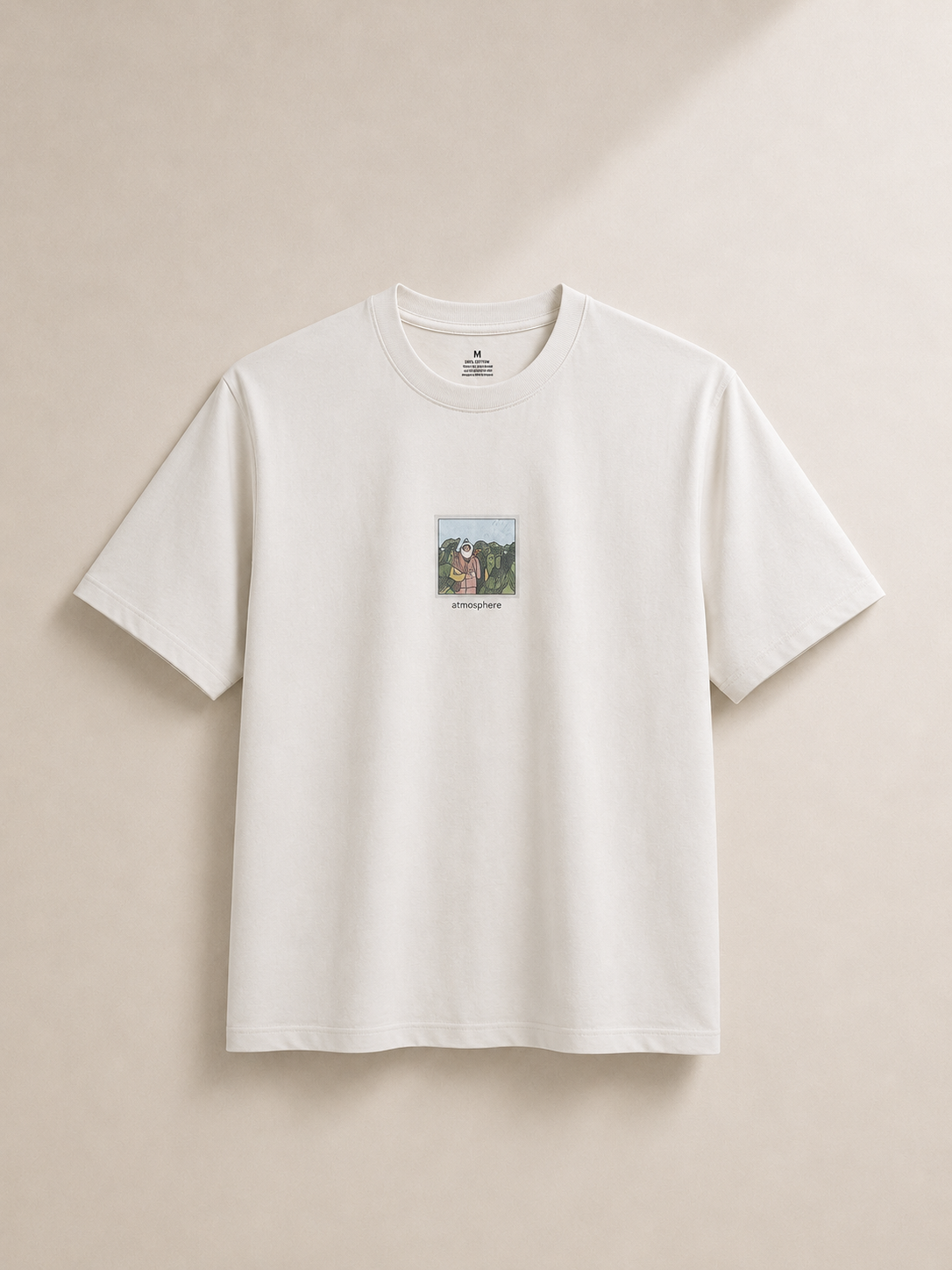 ATMOSPHERE OVERSIZE FIT BEIGE T SHIRT 1423