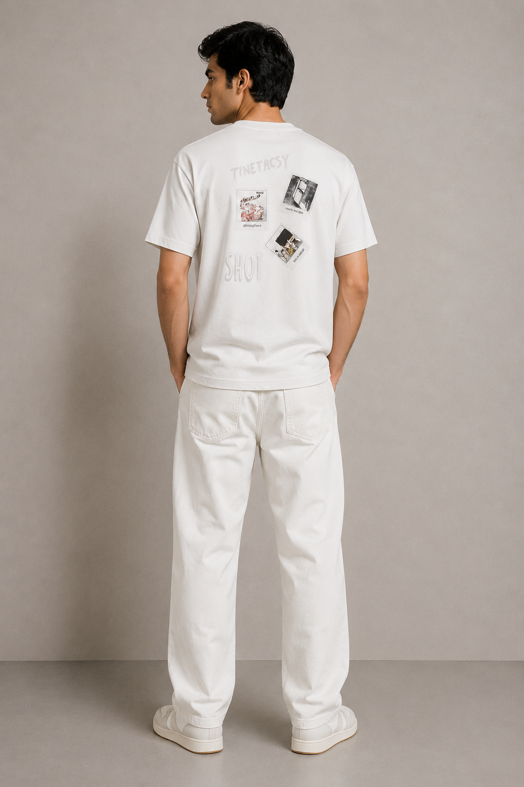 ATMOSPHERE OVERSIZE FIT BEIGE T SHIRT 1423