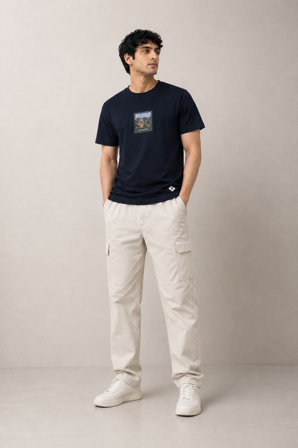 ATMOSPHERE OVERSIZE FIT DARK NAVY T SHIRT 1423
