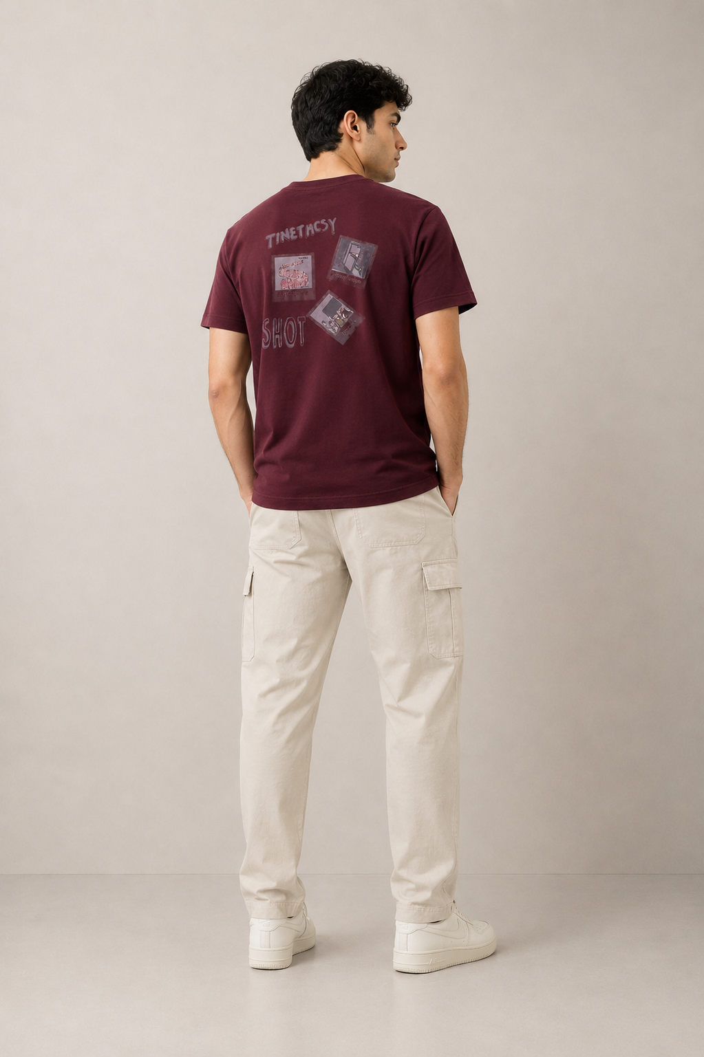 ATMOSPHERE OVERSIZE FIT LIGHT MAROON T SHIRT 1423