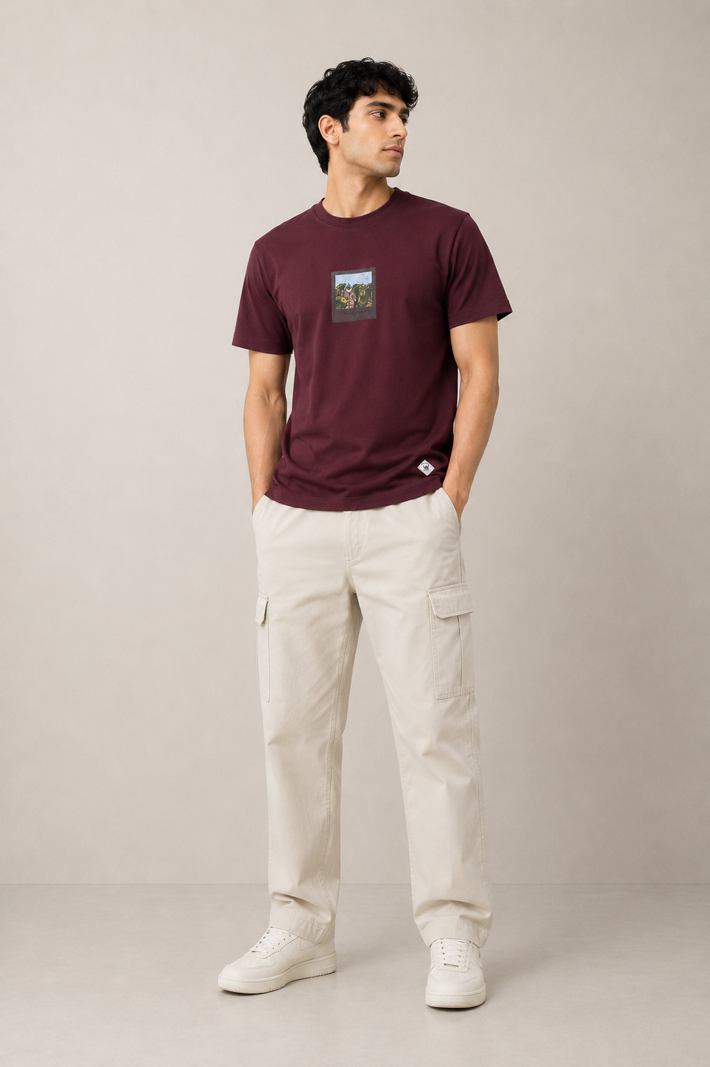 ATMOSPHERE OVERSIZE FIT LIGHT MAROON T SHIRT 1423