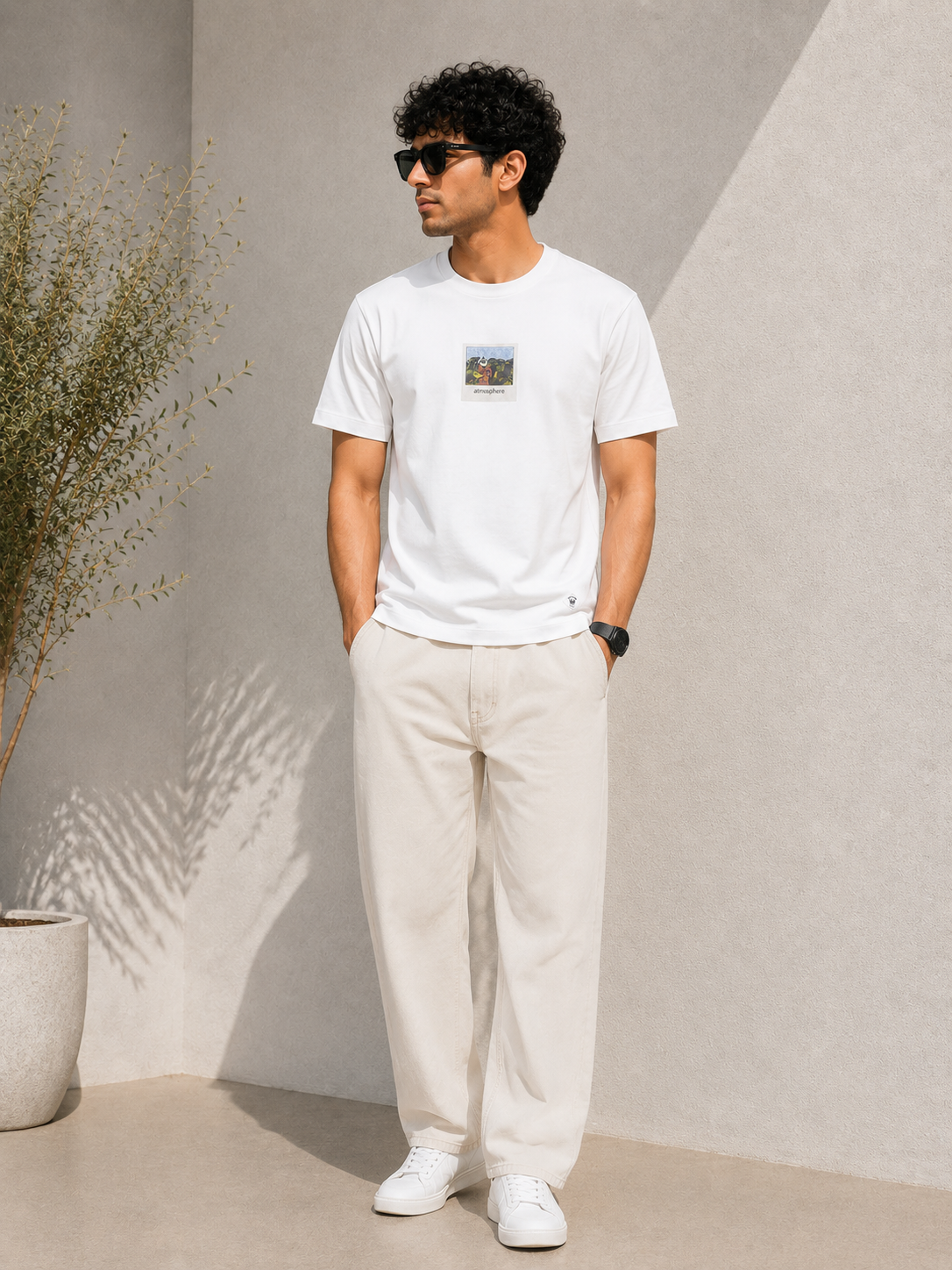 ATMOSPHERE OVERSIZE FIT WHITE T SHIRT 1423
