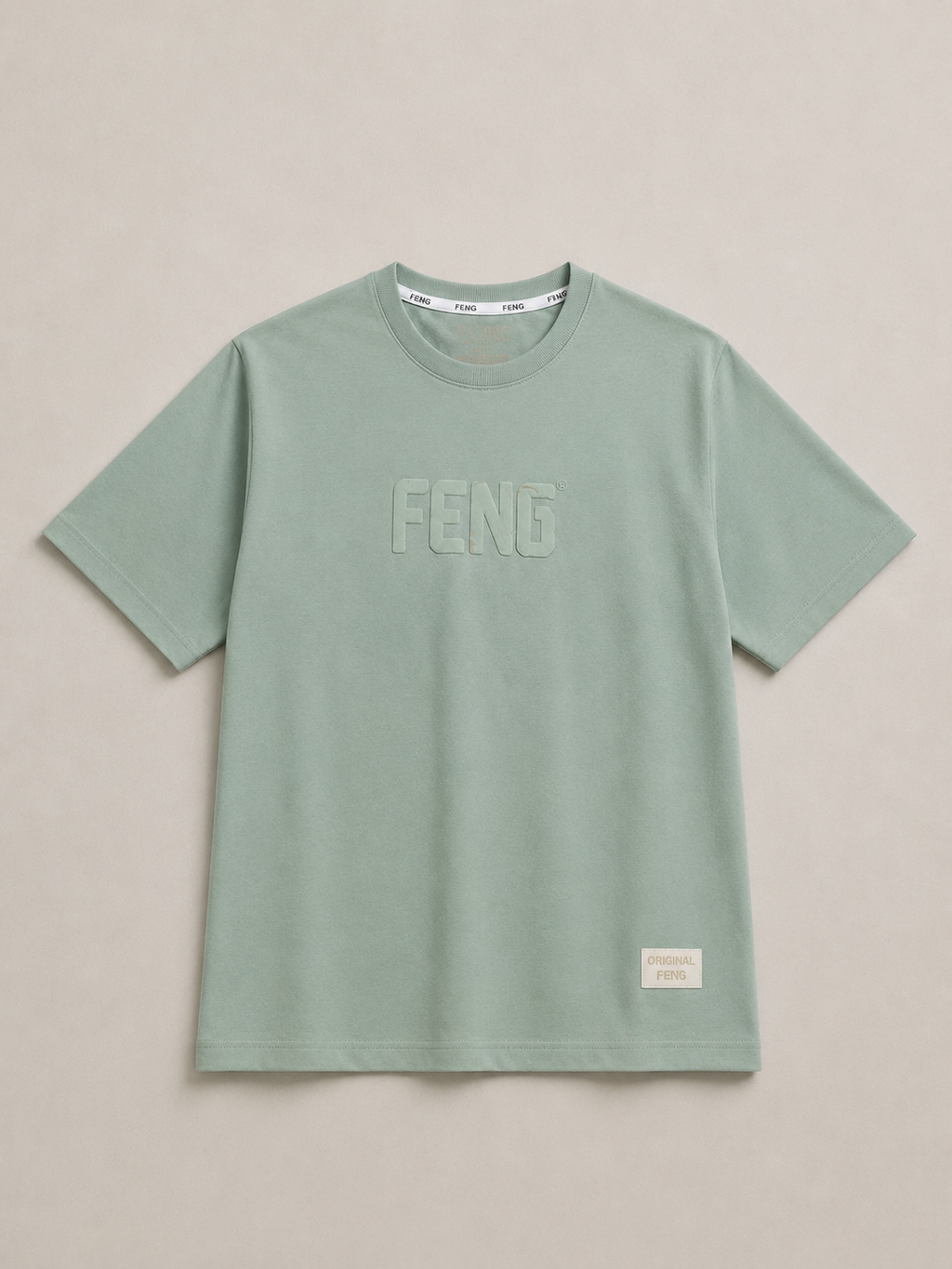 FENG NORMAL FIT LIGHT GREEN BEIGE T-SHIRT 1426