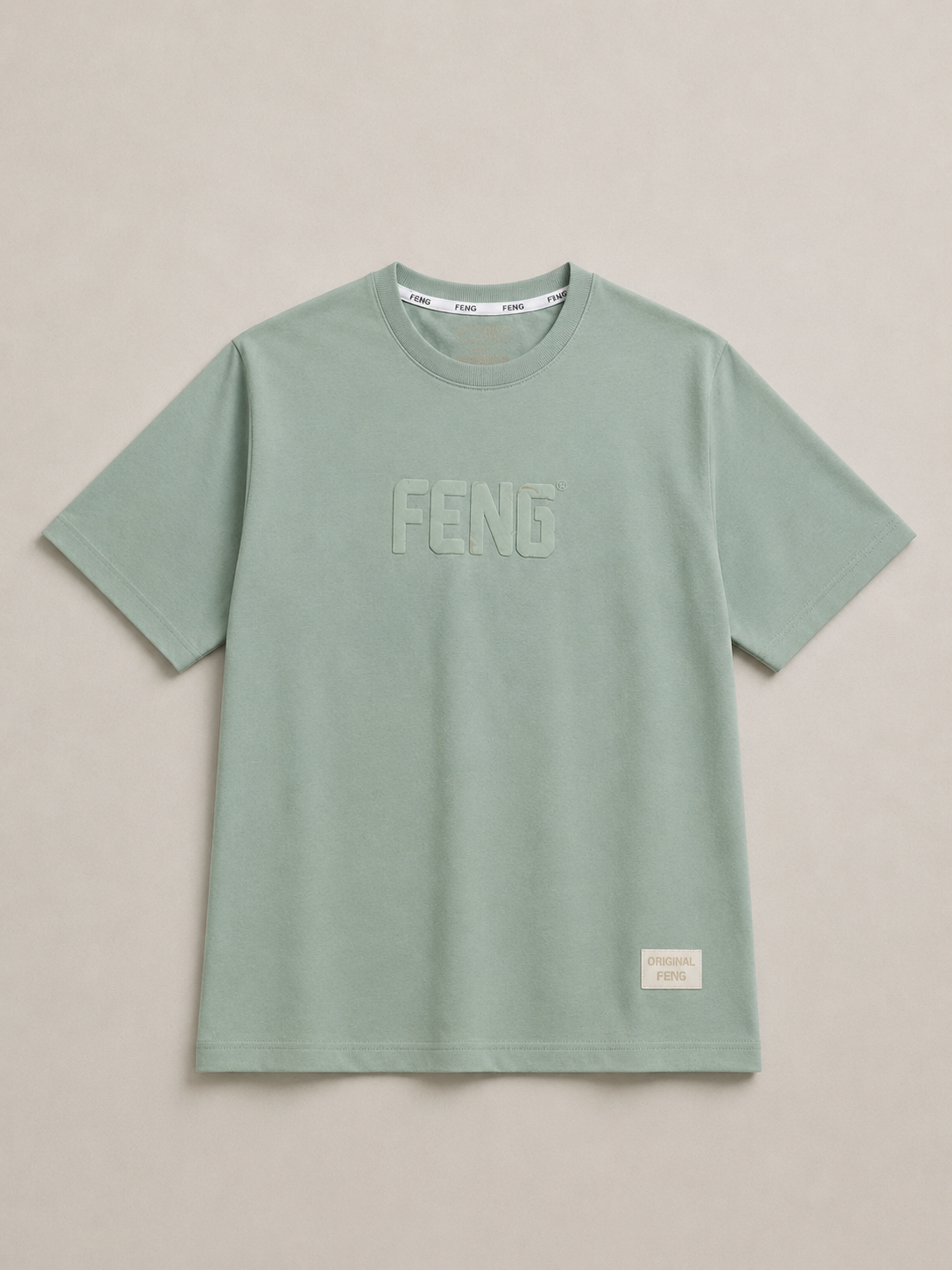 FENG NORMAL FIT LIGHT GREEN BEIGE T-SHIRT 1426