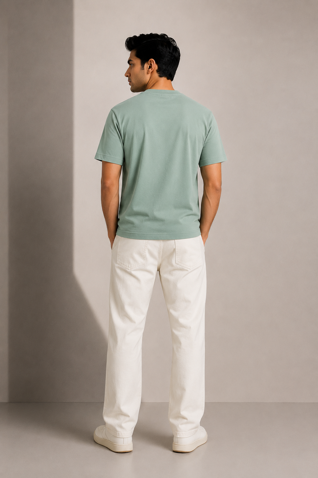FENG NORMAL FIT LIGHT GREEN BEIGE T-SHIRT 1426
