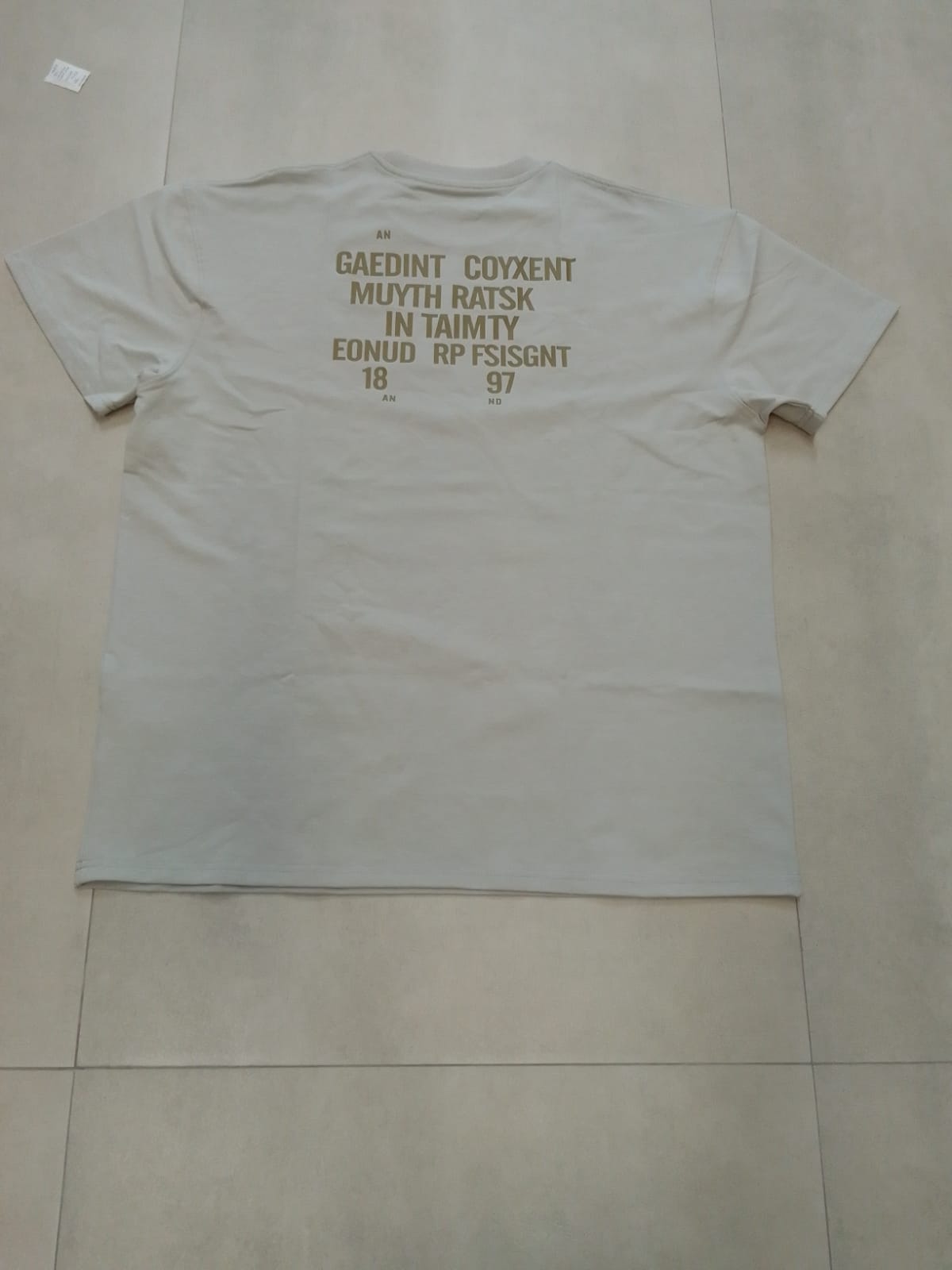 CATFHENP NORMAL FIT BEIGE GREEN T-SHIRT 1407