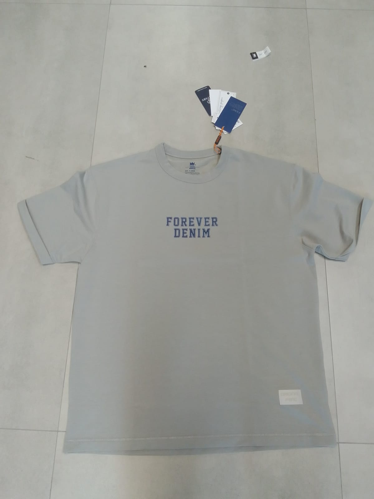 FOREVER DENIM OVERSIZED GREY T-SHIRT 1404