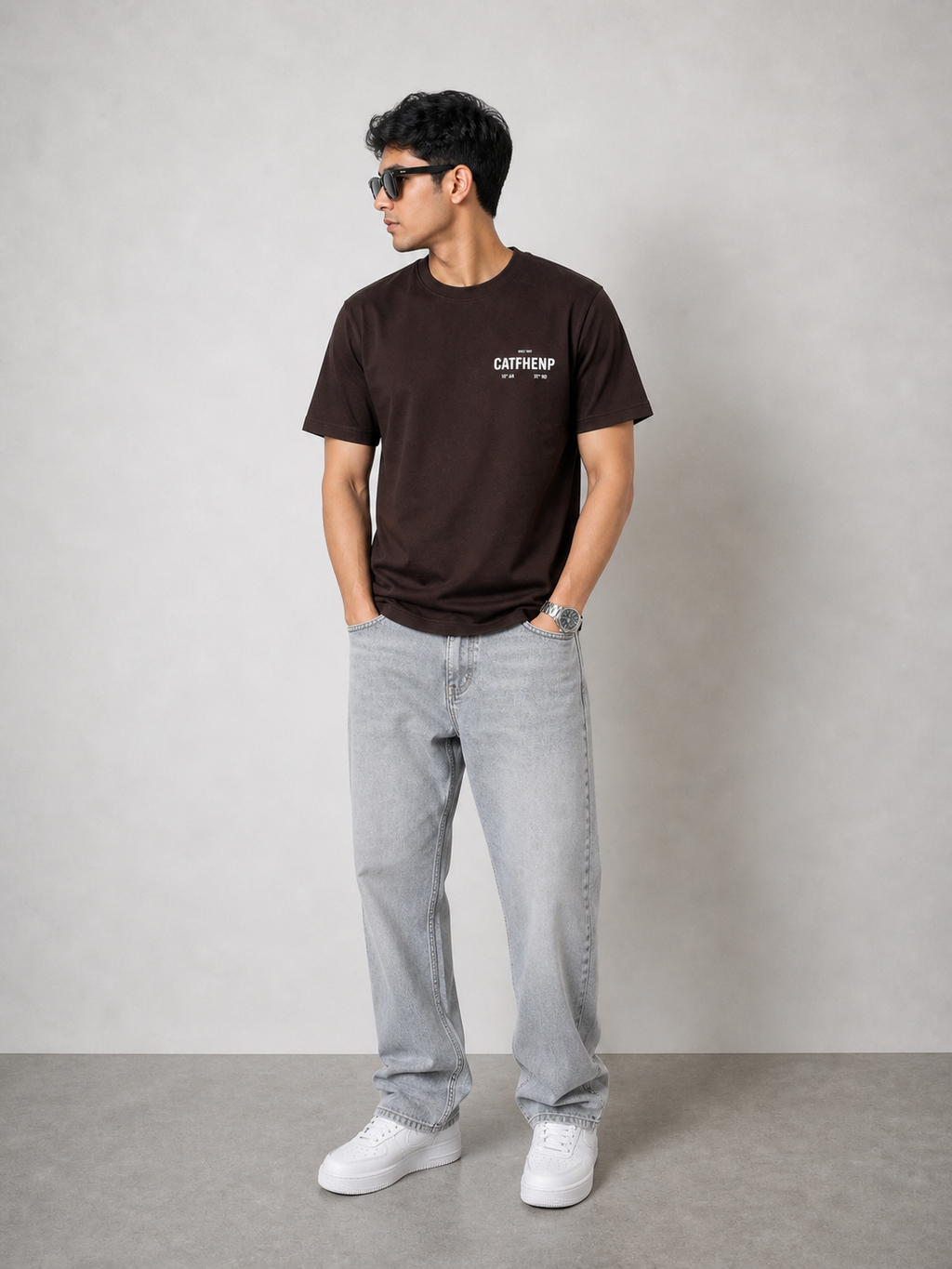CATFHENP NORMAL FIT COFFEE T-SHIRT 1407