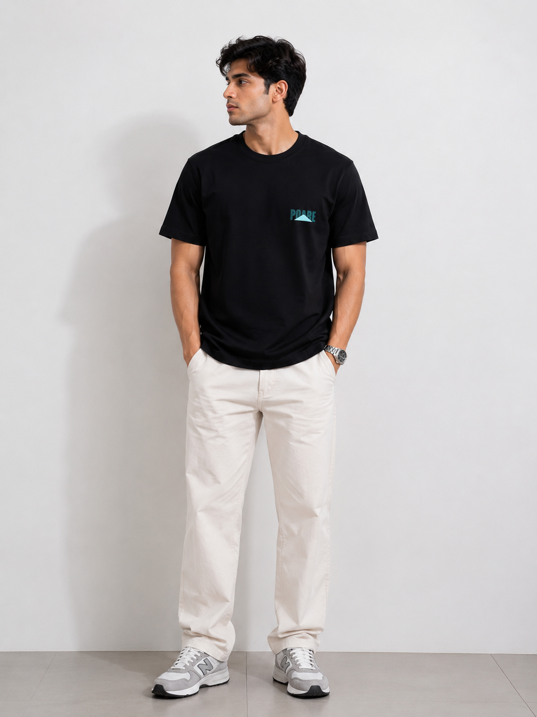 POARE NORMAL FIT BLACK T-SHIRT 1417